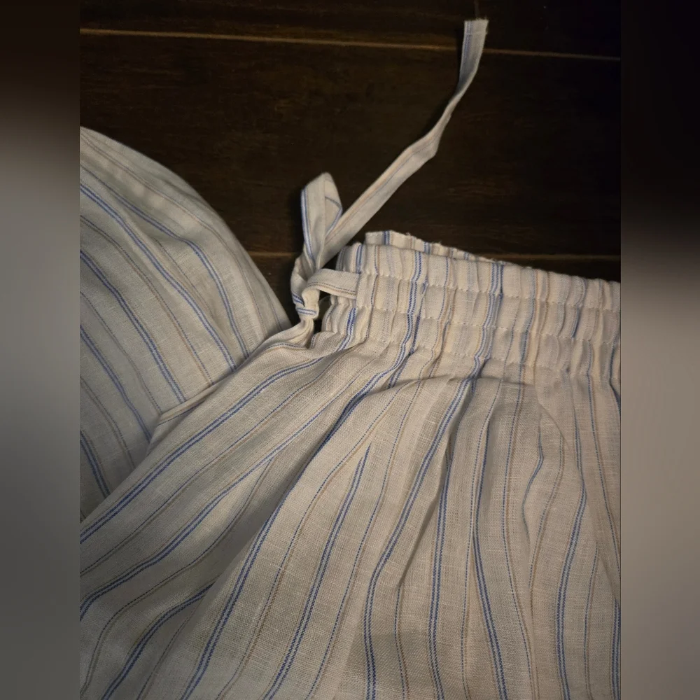 Zara Striped Balloon Pants Linen Fabric Size M-L - Picture 8 of 10